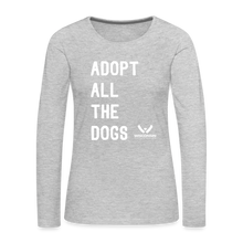 Load image into Gallery viewer, Adopt All the Dogs Contoured Premium Long Sleeve T-Shirt - heather gray
