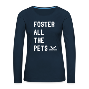 Foster All the Pets Contoured Premium Long Sleeve T-Shirt - deep navy