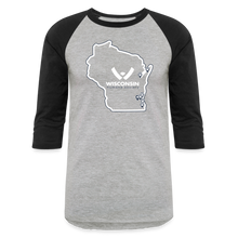 Load image into Gallery viewer, WHS State Logo Baseball T-Shirt - heather gray/black