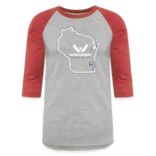 Load image into Gallery viewer, WHS State Logo Baseball T-Shirt - heather gray/red