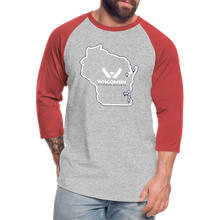 Load image into Gallery viewer, WHS State Logo Baseball T-Shirt - heather gray/red