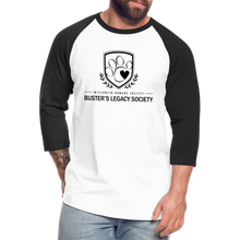Load image into Gallery viewer, Buster&#39;s Legacy Society Baseball T-Shirt - white/black