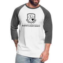 Load image into Gallery viewer, Buster&#39;s Legacy Society Baseball T-Shirt - white/charcoal