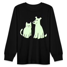 Load image into Gallery viewer, Halloween Costume Glow-in-the-Dark Kids&#39; Long Sleeve T-Shirt - black