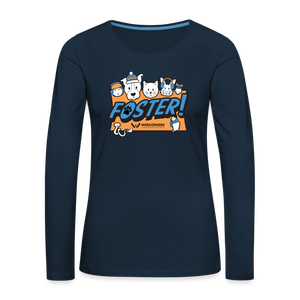Foster Winter Logo Contoured Premium Long Sleeve T-Shirt - deep navy