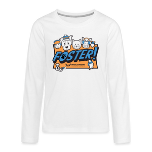 Foster Winter Logo Kids' Premium Long Sleeve T-Shirt - white