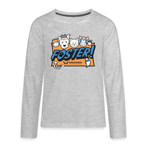 Foster Winter Logo Kids' Premium Long Sleeve T-Shirt - heather gray