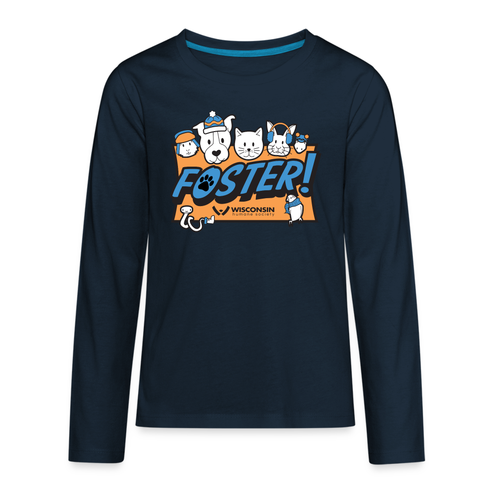 Foster Winter Logo Kids' Premium Long Sleeve T-Shirt - deep navy