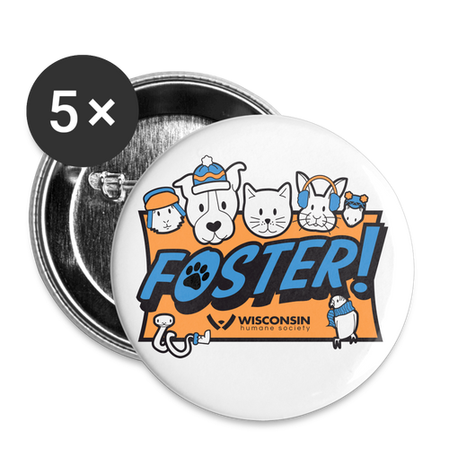 Foster Winter Logo Buttons large 2.2'' (5-pack) - white