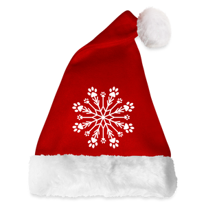 Paw Snowflake Santa Hat - red/white
