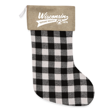 Load image into Gallery viewer, WHS Plaid Christmas Stocking - white/black