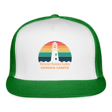 Load image into Gallery viewer, WHS Kenosha Logo Trucker Cap - white/kelly green
