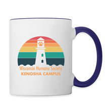 Load image into Gallery viewer, WHS Kenosha Logo Contrast Coffee Mug - white/cobalt blue