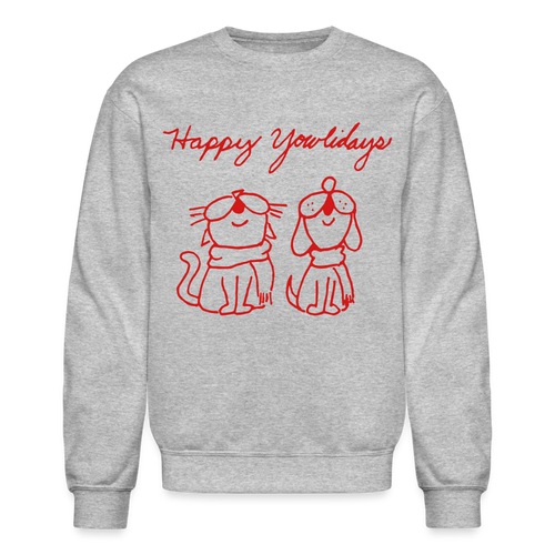 Happy Yowlidays Crewneck Sweatshirt - heather gray