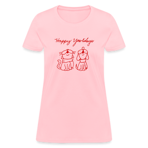 Happy Yowlidays Contoured T-Shirt - pink