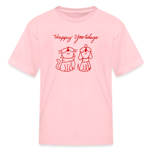 Happy Yowlidays Kids' T-Shirt - pink