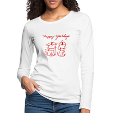 Load image into Gallery viewer, Happy Yowlidays Contoured Premium Long Sleeve T-Shirt - white