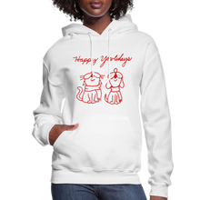 Load image into Gallery viewer, Happy Yowlidays Contoured Hoodie - white