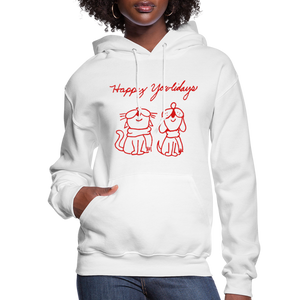 Happy Yowlidays Contoured Hoodie - white