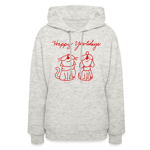 Happy Yowlidays Contoured Hoodie - heather oatmeal