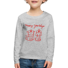 Load image into Gallery viewer, Happy Yowlidays Kids&#39; Premium Long Sleeve T-Shirt - heather gray