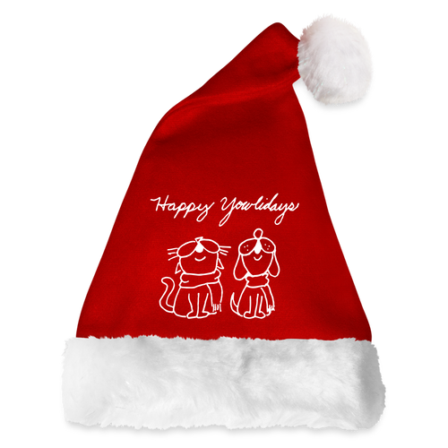 Happy Yowlidays Santa Hat - red/white