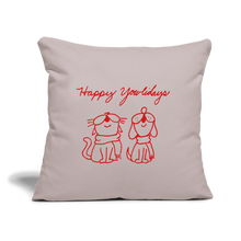 Load image into Gallery viewer, Happy Yowlidays Throw Pillow Cover 18” x 18” - light taupe