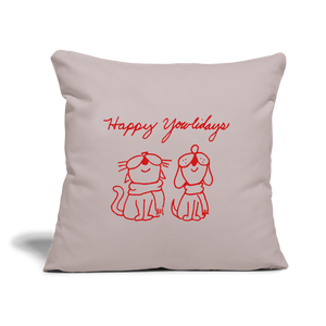 Happy Yowlidays Throw Pillow Cover 18” x 18” - light taupe