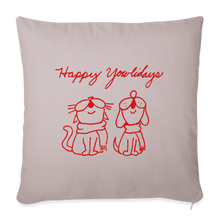 Load image into Gallery viewer, Happy Yowlidays Throw Pillow Cover 18” x 18” - light taupe