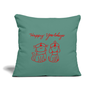 Happy Yowlidays Throw Pillow Cover 18” x 18” - cypress green