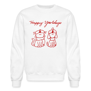 Happy Yowlidays Sparkle-Print Crewneck Sweatshirt - white