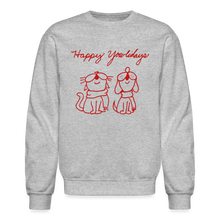 Load image into Gallery viewer, Happy Yowlidays Sparkle-Print Crewneck Sweatshirt - heather gray