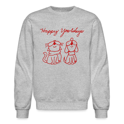 Happy Yowlidays Sparkle-Print Crewneck Sweatshirt - heather gray