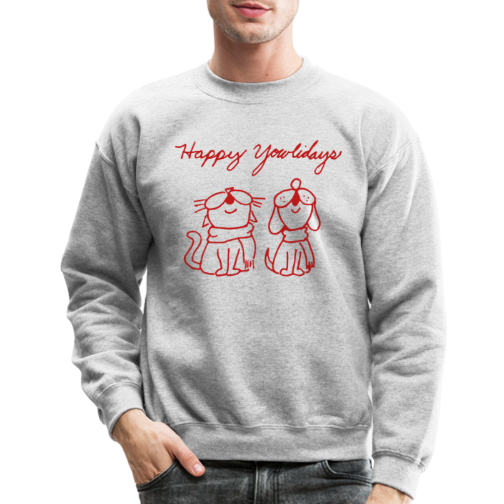 Happy Yowlidays Sparkle-Print Crewneck Sweatshirt - heather gray