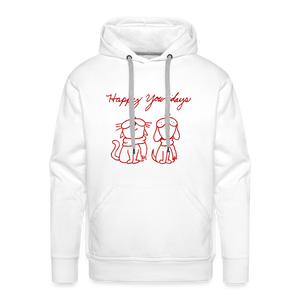 Happy Yowlidays Sparkle-Print Premium Hoodie - white