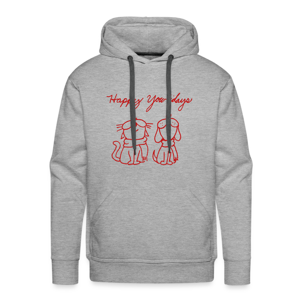 Happy Yowlidays Sparkle-Print Premium Hoodie - heather grey