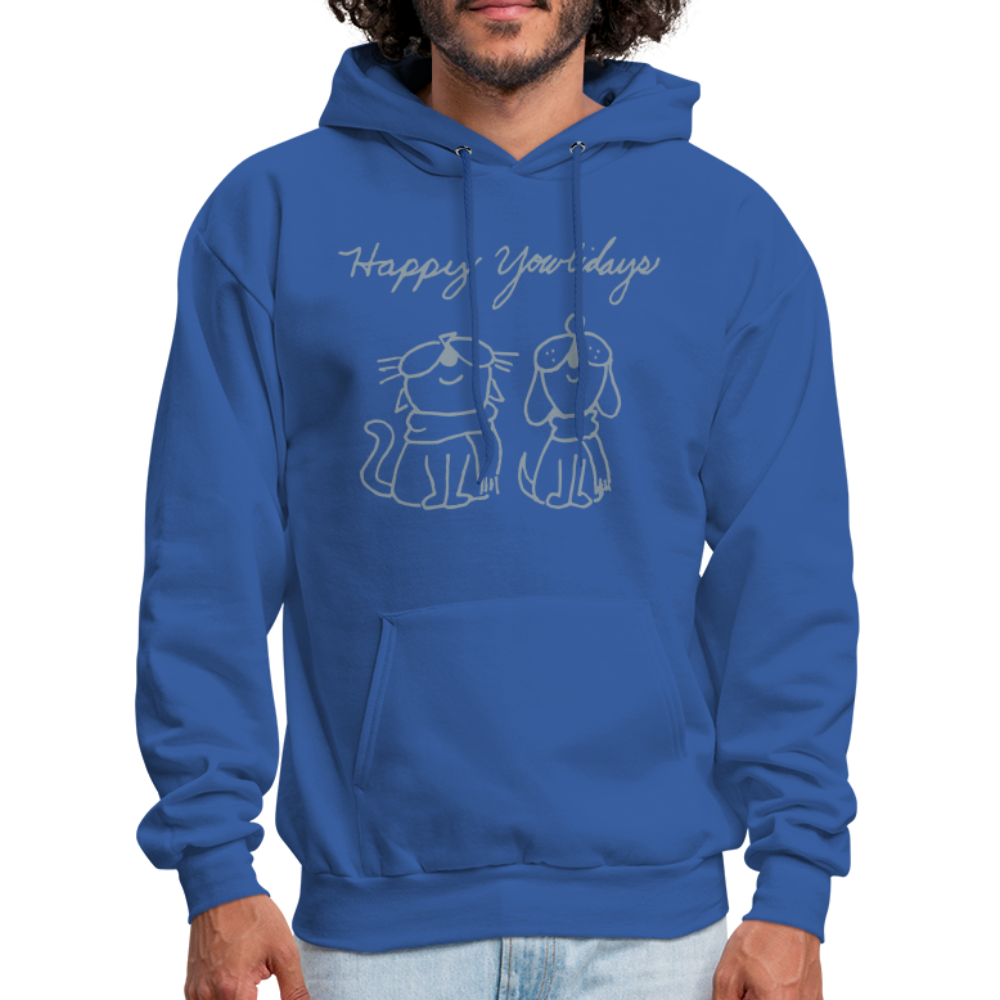 
                  
                    Happy Yowlidays Metallic-Print Hoodie - royal blue
                  
                