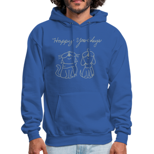 Happy Yowlidays Metallic-Print Hoodie - royal blue