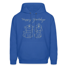 Load image into Gallery viewer, Happy Yowlidays Metallic-Print Hoodie - royal blue