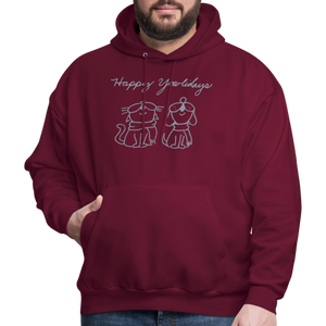 Happy Yowlidays Metallic-Print Hoodie - burgundy