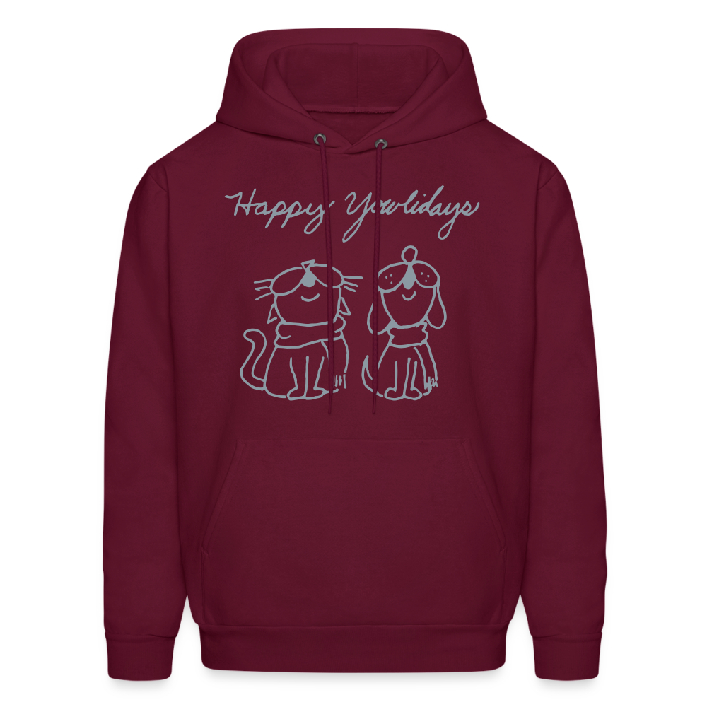 
                  
                    Happy Yowlidays Metallic-Print Hoodie - burgundy
                  
                