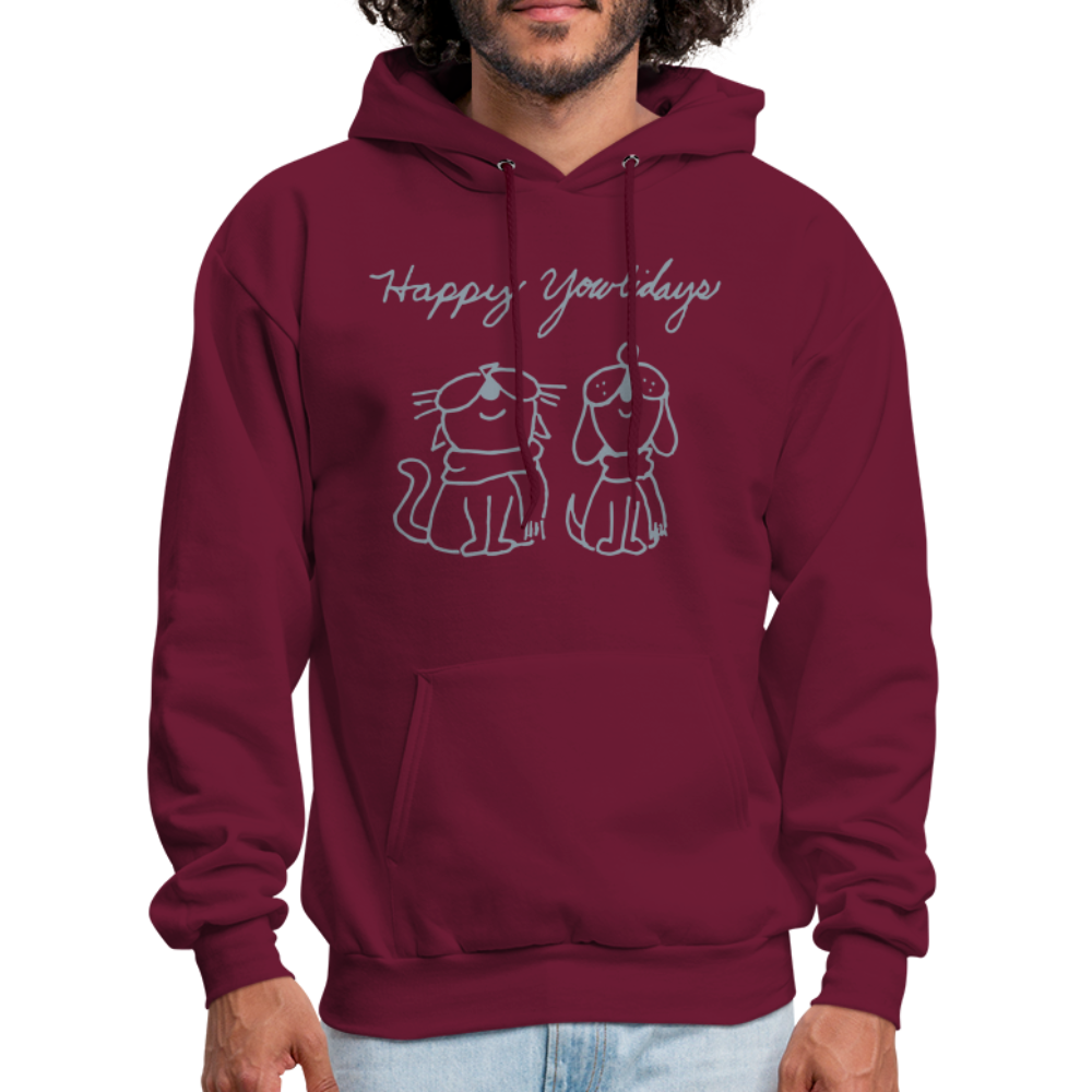 
                  
                    Happy Yowlidays Metallic-Print Hoodie - burgundy
                  
                