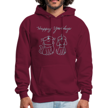 Load image into Gallery viewer, Happy Yowlidays Metallic-Print Hoodie - burgundy