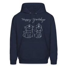 Load image into Gallery viewer, Happy Yowlidays Metallic-Print Hoodie - navy