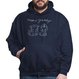 Happy Yowlidays Metallic-Print Hoodie - navy