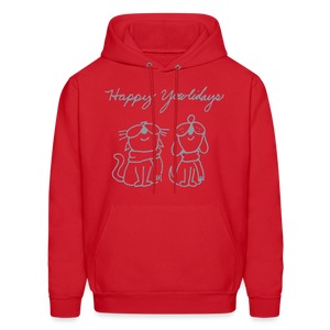 Happy Yowlidays Metallic-Print Hoodie - red