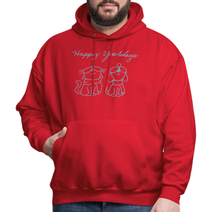 Happy Yowlidays Metallic-Print Hoodie - red