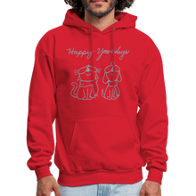 Load image into Gallery viewer, Happy Yowlidays Metallic-Print Hoodie - red