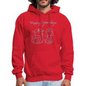 Happy Yowlidays Metallic-Print Hoodie - red