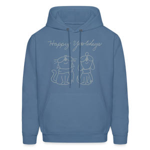 Happy Yowlidays Metallic-Print Hoodie - denim blue